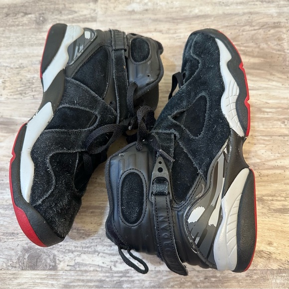 Nike Air Jordan 8 VIII Retro Bred Black Red GS‎ Size 7y Sneakers 305368-022 - Picture 13 of 16